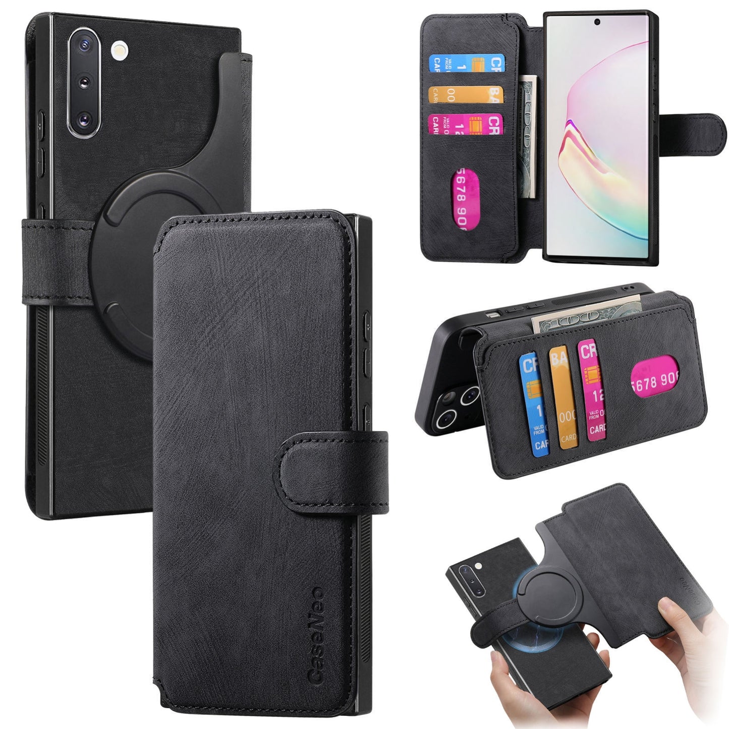 Samsung Galaxy Note10 Retro Leather Phone Case with Enhanced MagSafe Wireless Charging, RFID Anti-theft Protection, Kickstand & Magnetic Lock Wallet Cover