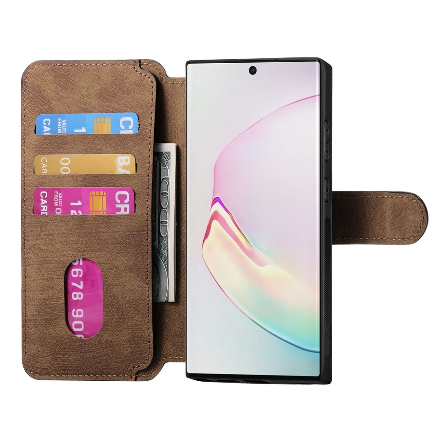 Samsung Galaxy Note10 Retro Leather Phone Case with Enhanced MagSafe Wireless Charging, RFID Anti-theft Protection, Kickstand & Magnetic Lock Wallet Cover