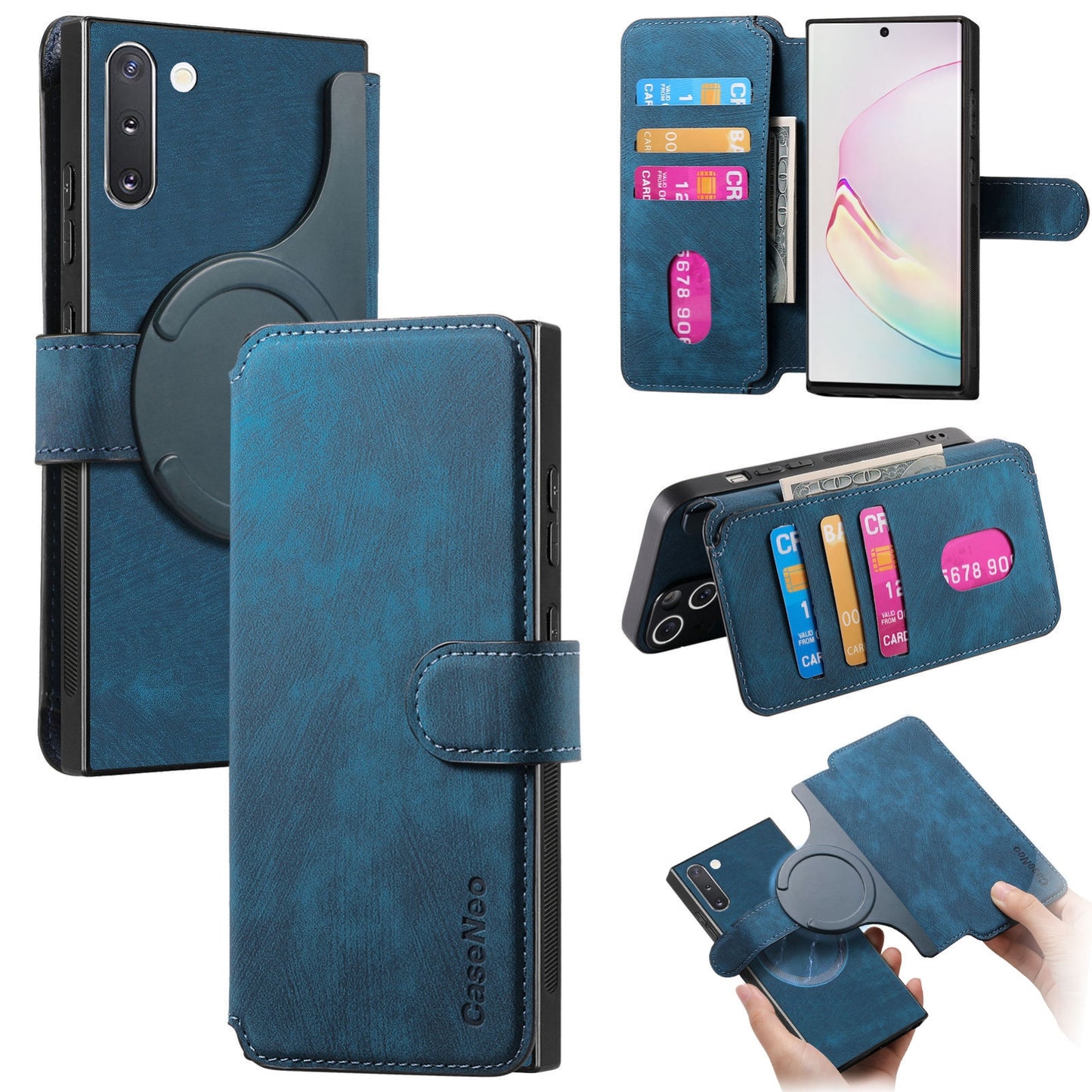 Samsung Galaxy Note10 Retro Leather Phone Case with Enhanced MagSafe Wireless Charging, RFID Anti-theft Protection, Kickstand & Magnetic Lock Wallet Cover