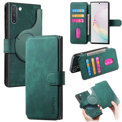 Samsung Galaxy Note10 Retro Leather Phone Case with Enhanced MagSafe Wireless Charging, RFID Anti-theft Protection, Kickstand & Magnetic Lock Wallet Cover