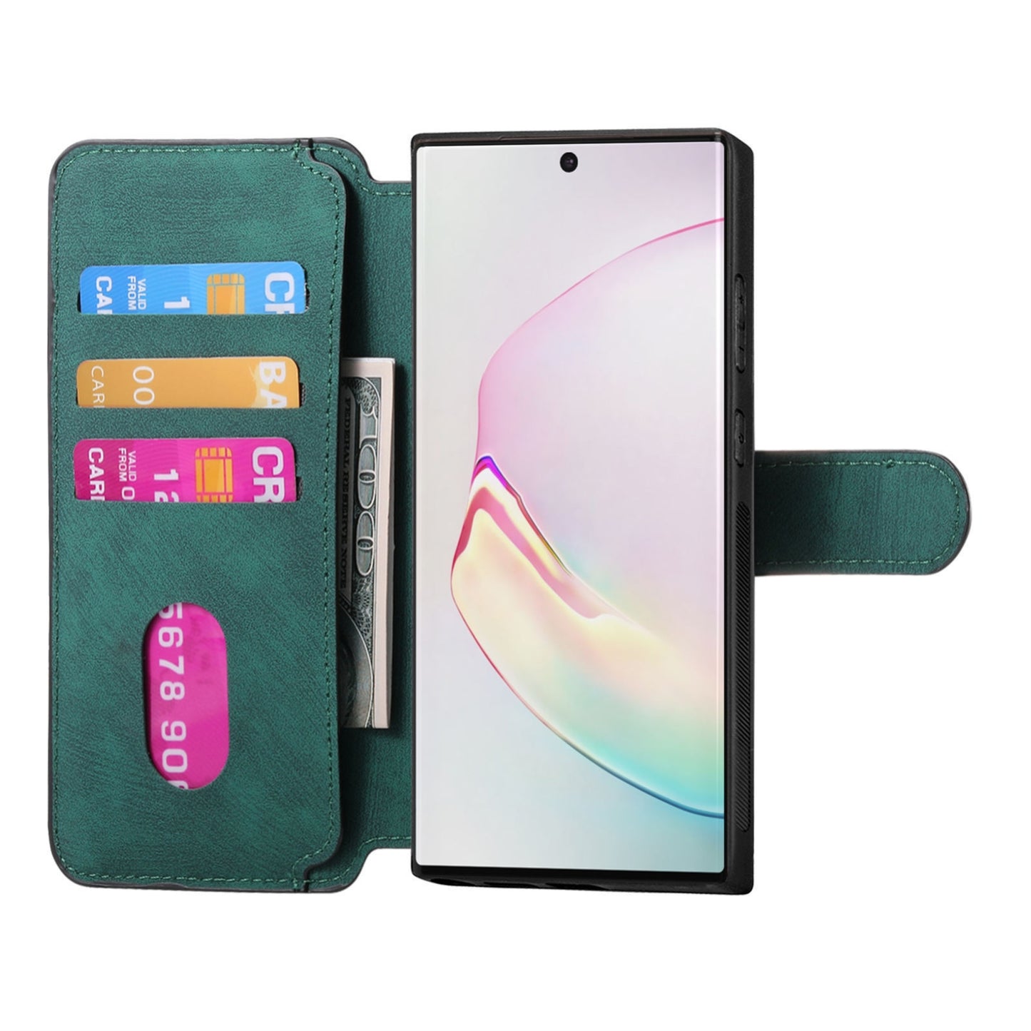 Samsung Galaxy Note10 Retro Leather Phone Case with Enhanced MagSafe Wireless Charging, RFID Anti-theft Protection, Kickstand & Magnetic Lock Wallet Cover