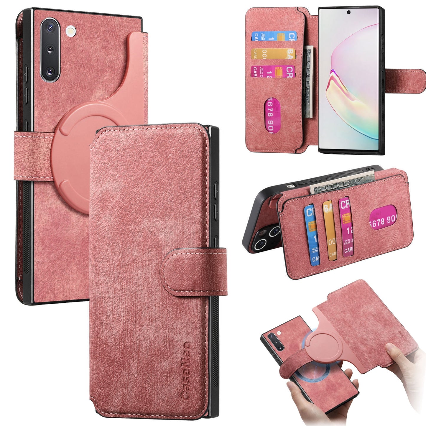 Samsung Galaxy Note10 Retro Leather Phone Case with Enhanced MagSafe Wireless Charging, RFID Anti-theft Protection, Kickstand & Magnetic Lock Wallet Cover