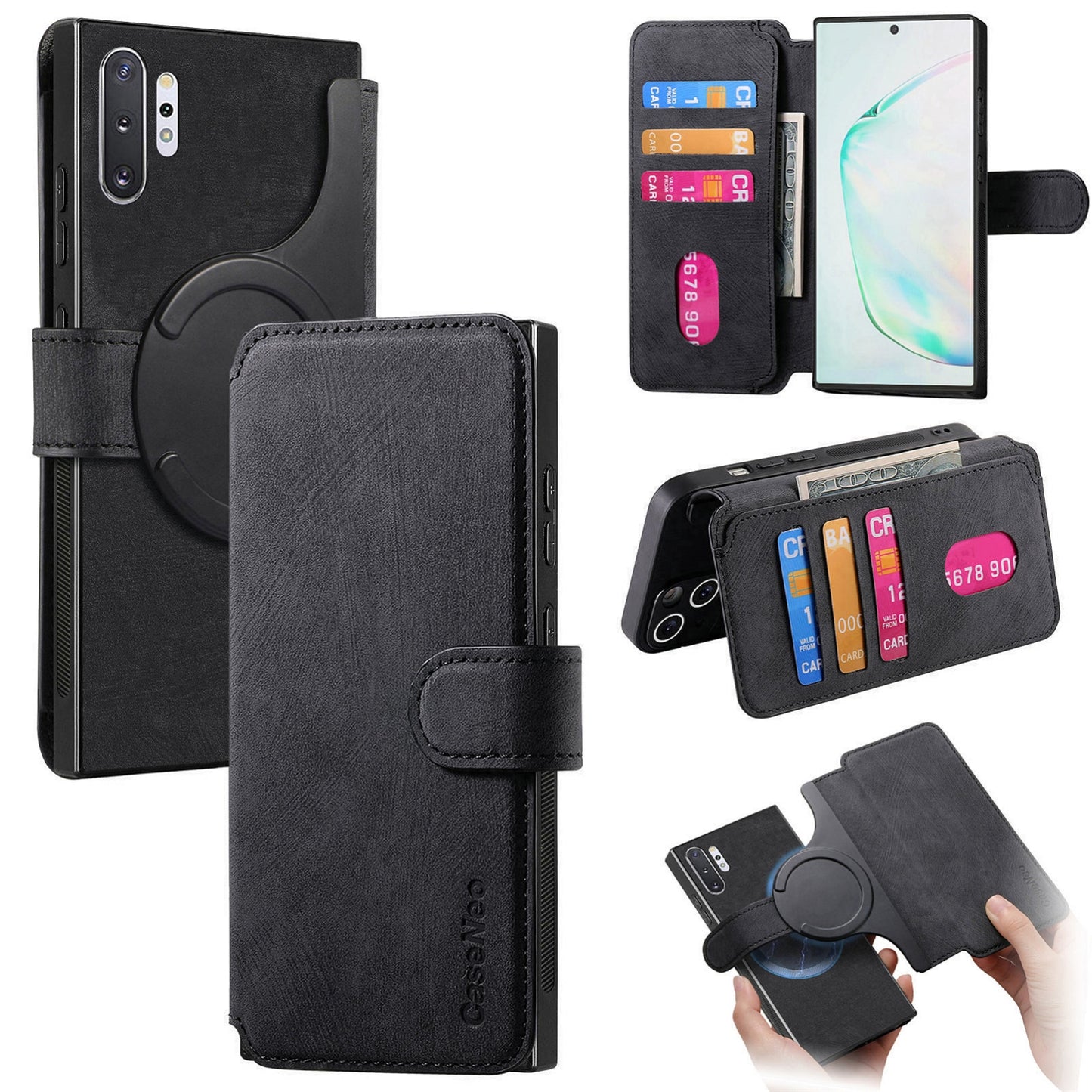 Samsung Galaxy Note10+ Retro Leather Phone Case with Enhanced MagSafe Wireless Charging, RFID Anti-theft Protection, Kickstand & Magnetic Lock Wallet Cover
