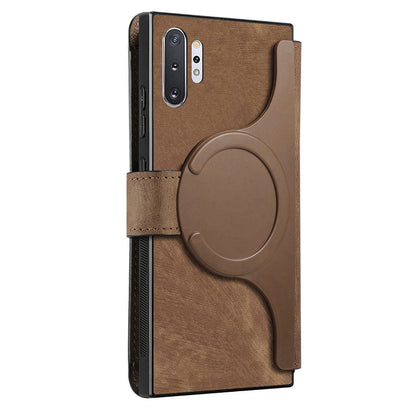 Samsung Galaxy Note10+ Retro Leather Phone Case with Enhanced MagSafe Wireless Charging, RFID Anti-theft Protection, Kickstand & Magnetic Lock Wallet Cover