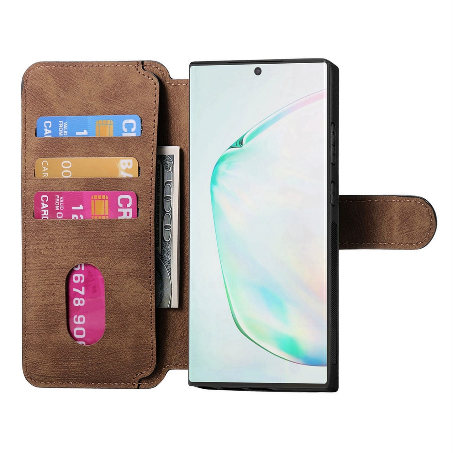 Samsung Galaxy Note10+ Retro Leather Phone Case with Enhanced MagSafe Wireless Charging, RFID Anti-theft Protection, Kickstand & Magnetic Lock Wallet Cover