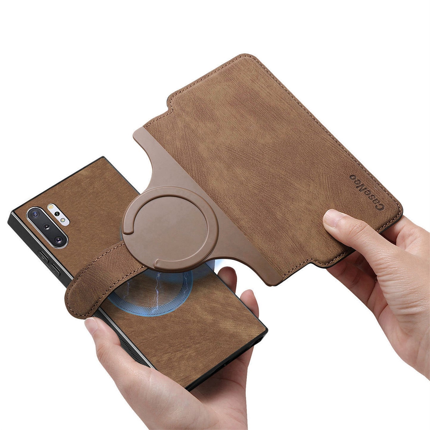 Samsung Galaxy Note10+ Retro Leather Phone Case with Enhanced MagSafe Wireless Charging, RFID Anti-theft Protection, Kickstand & Magnetic Lock Wallet Cover