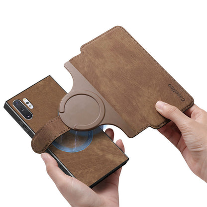 Samsung Galaxy Note10+ Retro Leather Phone Case with Enhanced MagSafe Wireless Charging, RFID Anti-theft Protection, Kickstand & Magnetic Lock Wallet Cover