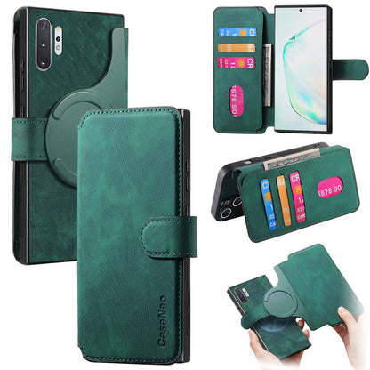 Samsung Galaxy Note10+ Retro Leather Phone Case with Enhanced MagSafe Wireless Charging, RFID Anti-theft Protection, Kickstand & Magnetic Lock Wallet Cover