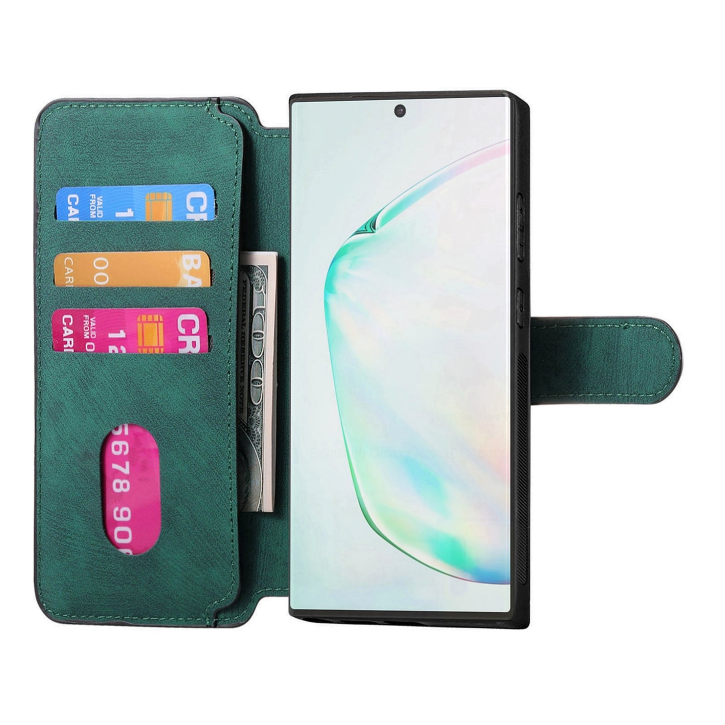 Samsung Galaxy Note10+ Retro Leather Phone Case with Enhanced MagSafe Wireless Charging, RFID Anti-theft Protection, Kickstand & Magnetic Lock Wallet Cover