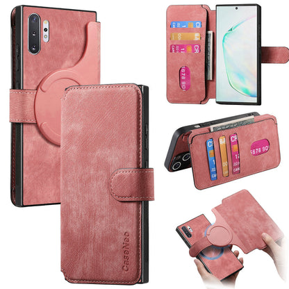 Samsung Galaxy Note10+ Retro Leather Phone Case with Enhanced MagSafe Wireless Charging, RFID Anti-theft Protection, Kickstand & Magnetic Lock Wallet Cover