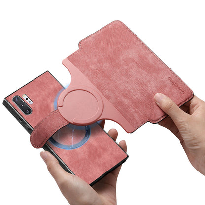 Samsung Galaxy Note10+ Retro Leather Phone Case with Enhanced MagSafe Wireless Charging, RFID Anti-theft Protection, Kickstand & Magnetic Lock Wallet Cover