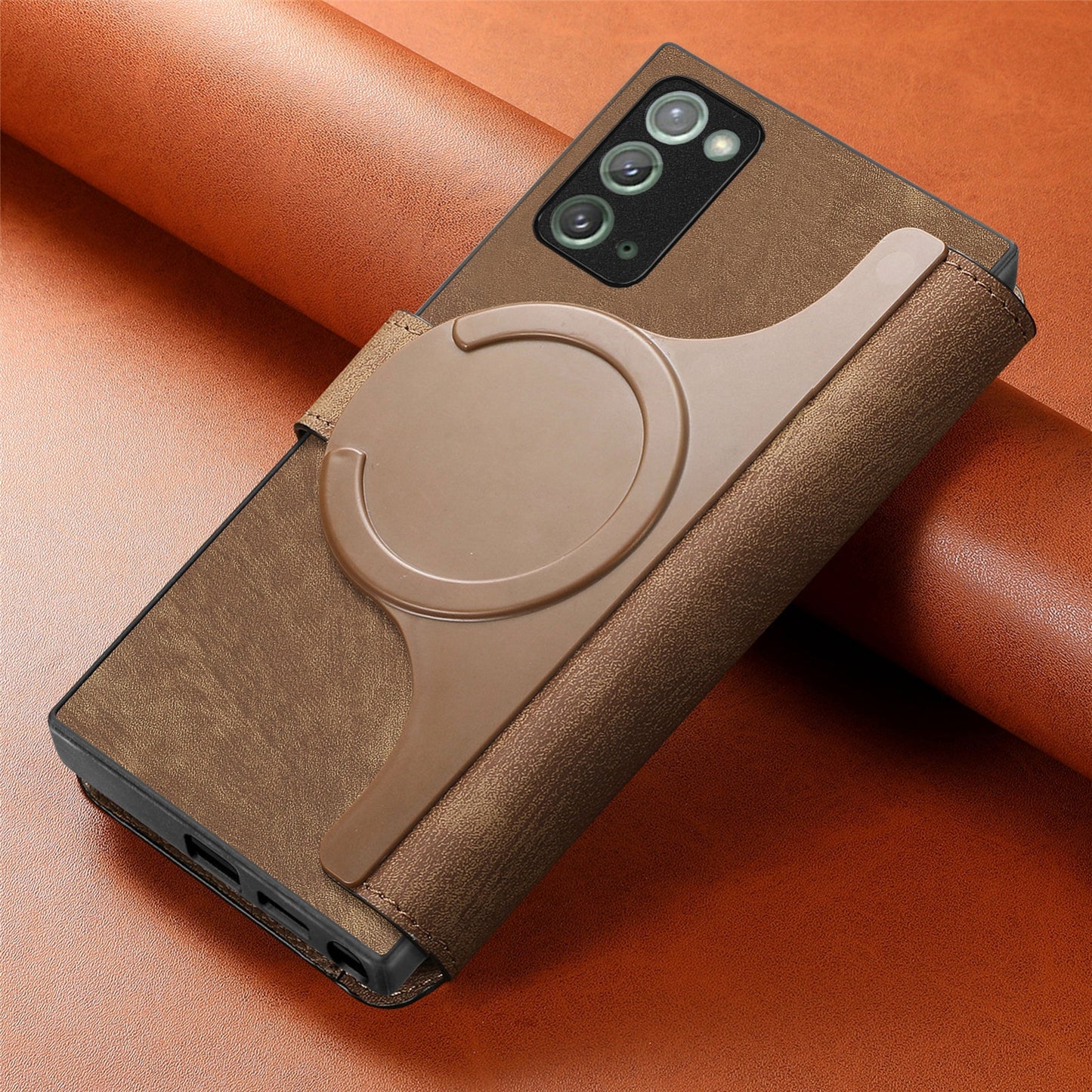 Samsung Galaxy Note20 Retro Leather Phone Case with Enhanced MagSafe Wireless Charging, RFID Anti-theft Protection, Kickstand & Magnetic Lock Wallet Cover