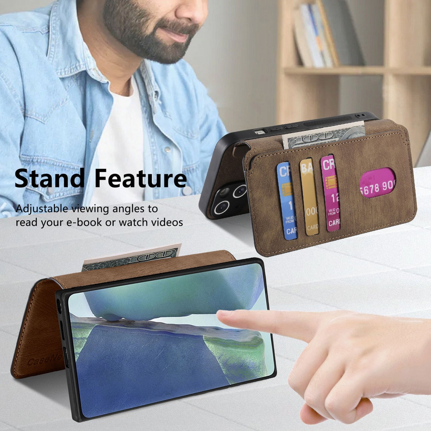 Samsung Galaxy Note20 Retro Leather Phone Case with Enhanced MagSafe Wireless Charging, RFID Anti-theft Protection, Kickstand & Magnetic Lock Wallet Cover