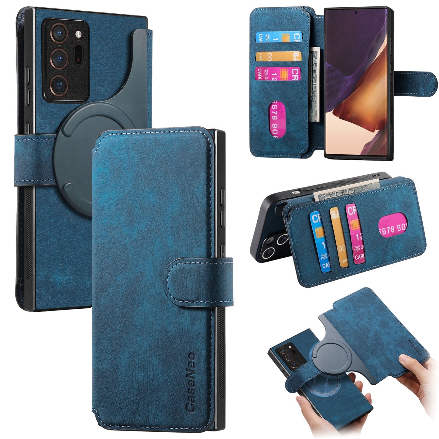 Samsung Galaxy Note20 Ultra Retro Leather Phone Case with Enhanced MagSafe Wireless Charging, RFID Anti-theft Protection, Kickstand & Magnetic Lock Wallet Cover