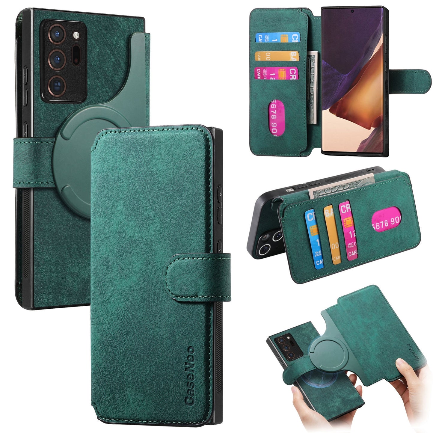 Samsung Galaxy Note20 Ultra Retro Leather Phone Case with Enhanced MagSafe Wireless Charging, RFID Anti-theft Protection, Kickstand & Magnetic Lock Wallet Cover
