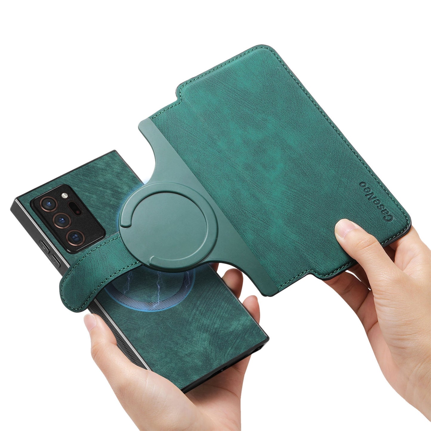 Samsung Galaxy Note20 Ultra Retro Leather Phone Case with Enhanced MagSafe Wireless Charging, RFID Anti-theft Protection, Kickstand & Magnetic Lock Wallet Cover