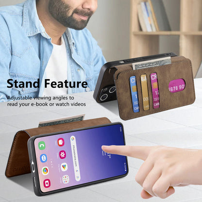 Samsung Galaxy S24 FE 5G Retro Leather Phone Case with Enhanced MagSafe Wireless Charging, RFID Anti-theft Protection, Kickstand & Magnetic Lock Wallet Cover