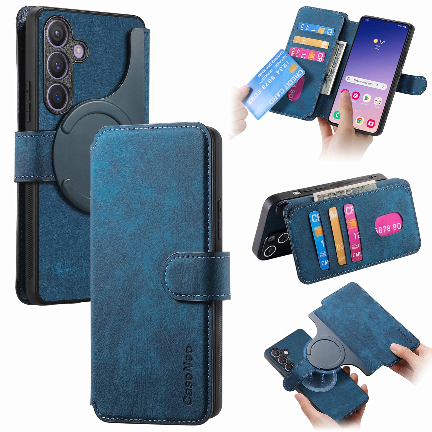 Samsung Galaxy S24 FE 5G Retro Leather Phone Case with Enhanced MagSafe Wireless Charging, RFID Anti-theft Protection, Kickstand & Magnetic Lock Wallet Cover
