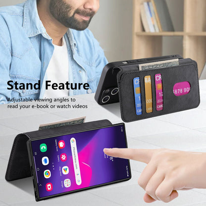 Samsung Galaxy S24 Ultra 5G Retro Leather Phone Case with Enhanced MagSafe Wireless Charging, RFID Anti-theft Protection, Kickstand & Magnetic Lock Wallet Cover