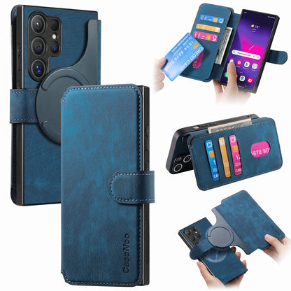 Samsung Galaxy S24 Ultra 5G Retro Leather Phone Case with Enhanced MagSafe Wireless Charging, RFID Anti-theft Protection, Kickstand & Magnetic Lock Wallet Cover