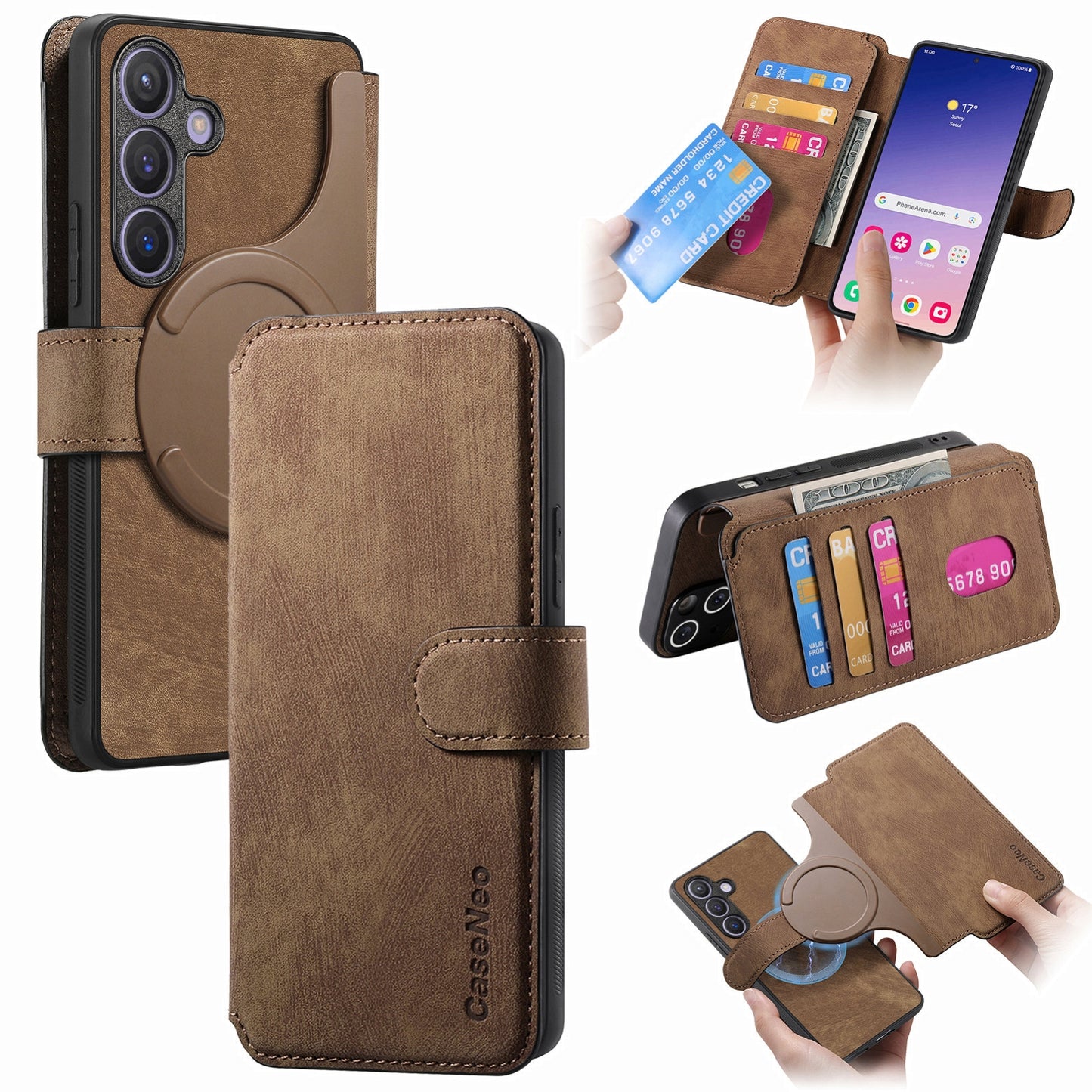 Samsung Galaxy S24+ 5G Retro Leather Phone Case with Enhanced MagSafe Wireless Charging, RFID Anti-theft Protection, Kickstand & Magnetic Lock Wallet Cover
