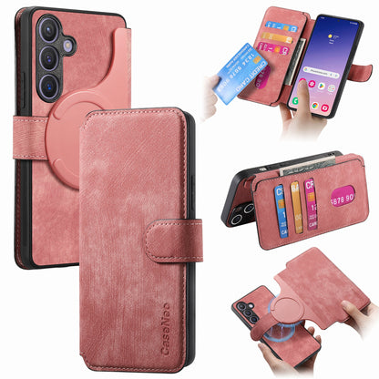 Samsung Galaxy S24+ 5G Retro Leather Phone Case with Enhanced MagSafe Wireless Charging, RFID Anti-theft Protection, Kickstand & Magnetic Lock Wallet Cover