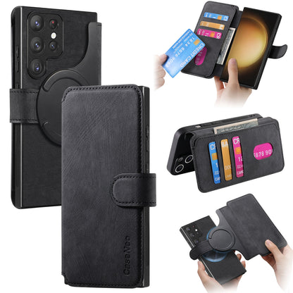 Samsung Galaxy S23 Ultra 5G Retro Leather Phone Case with Enhanced MagSafe Wireless Charging, RFID Anti-theft Protection, Kickstand & Magnetic Lock Wallet Cover