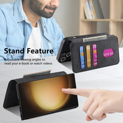 Samsung Galaxy S23 Ultra 5G Retro Leather Phone Case with Enhanced MagSafe Wireless Charging, RFID Anti-theft Protection, Kickstand & Magnetic Lock Wallet Cover