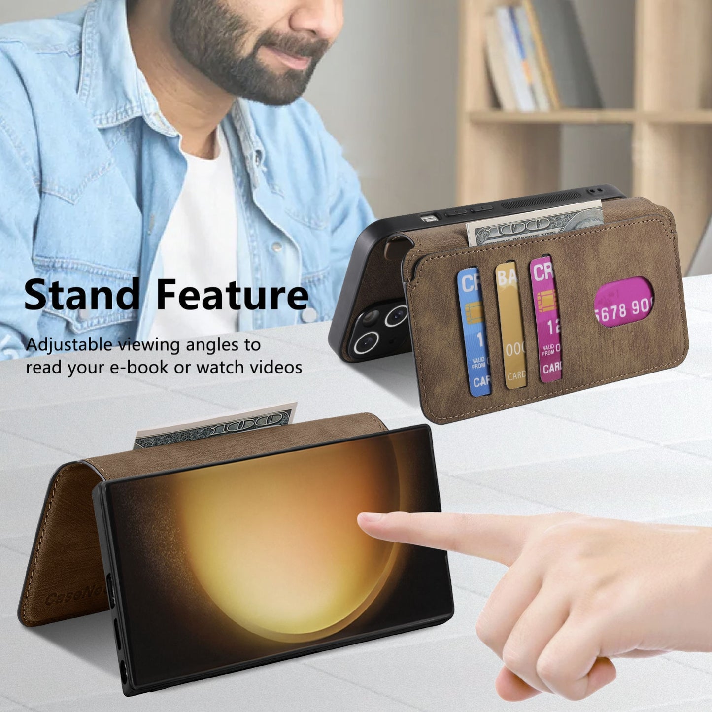 Samsung Galaxy S23 Ultra 5G Retro Leather Phone Case with Enhanced MagSafe Wireless Charging, RFID Anti-theft Protection, Kickstand & Magnetic Lock Wallet Cover