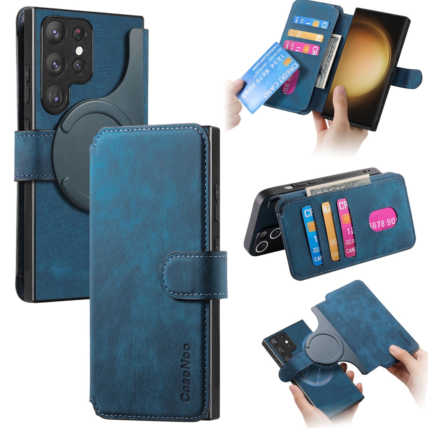 Samsung Galaxy S23 Ultra 5G Retro Leather Phone Case with Enhanced MagSafe Wireless Charging, RFID Anti-theft Protection, Kickstand & Magnetic Lock Wallet Cover