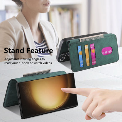 Samsung Galaxy S23 Ultra 5G Retro Leather Phone Case with Enhanced MagSafe Wireless Charging, RFID Anti-theft Protection, Kickstand & Magnetic Lock Wallet Cover