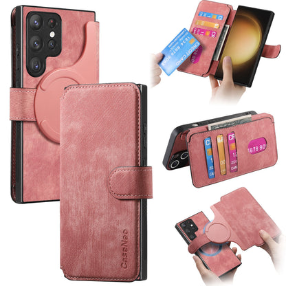 Samsung Galaxy S23 Ultra 5G Retro Leather Phone Case with Enhanced MagSafe Wireless Charging, RFID Anti-theft Protection, Kickstand & Magnetic Lock Wallet Cover