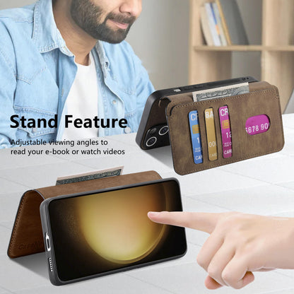 Samsung Galaxy S23+ 5G Retro Leather Phone Case with Enhanced MagSafe Wireless Charging, RFID Anti-theft Protection, Kickstand & Magnetic Lock Wallet Cover