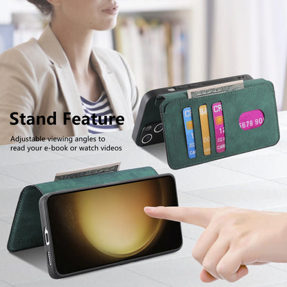 Samsung Galaxy S23+ 5G Retro Leather Phone Case with Enhanced MagSafe Wireless Charging, RFID Anti-theft Protection, Kickstand & Magnetic Lock Wallet Cover