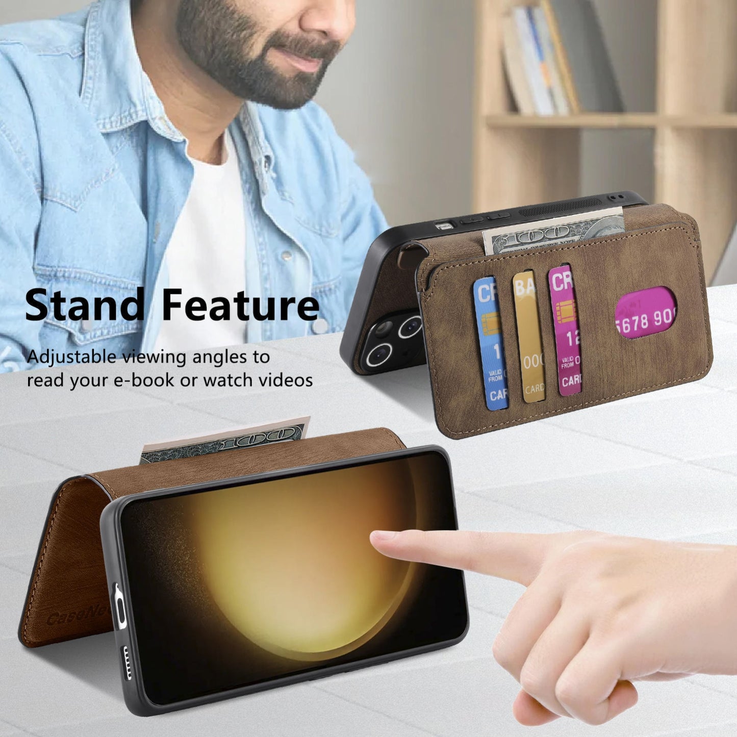 Samsung Galaxy S23 5G Retro Leather Phone Case with Enhanced MagSafe Wireless Charging, RFID Anti-theft Protection, Kickstand & Magnetic Lock Wallet Cover