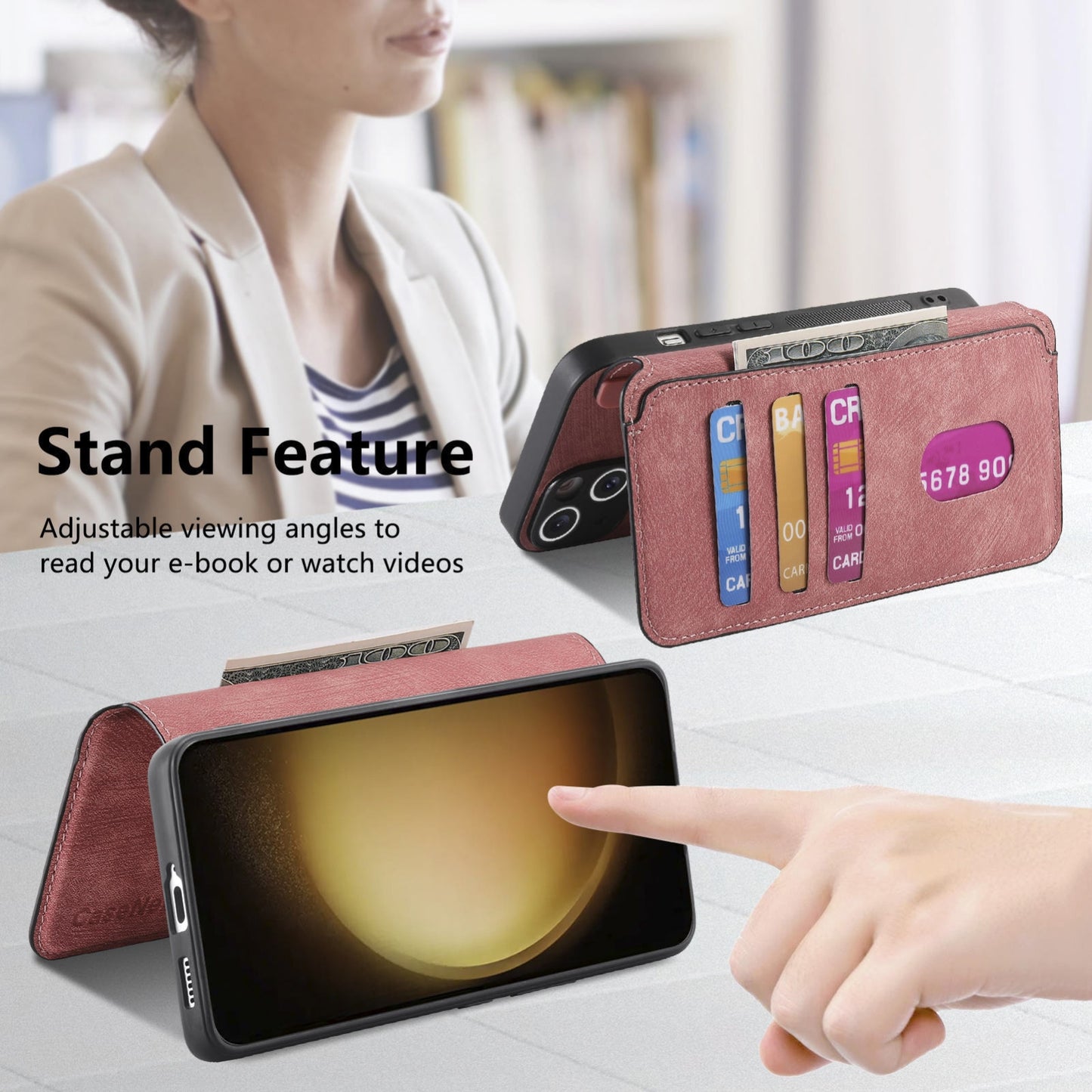 Samsung Galaxy S23 5G Retro Leather Phone Case with Enhanced MagSafe Wireless Charging, RFID Anti-theft Protection, Kickstand & Magnetic Lock Wallet Cover