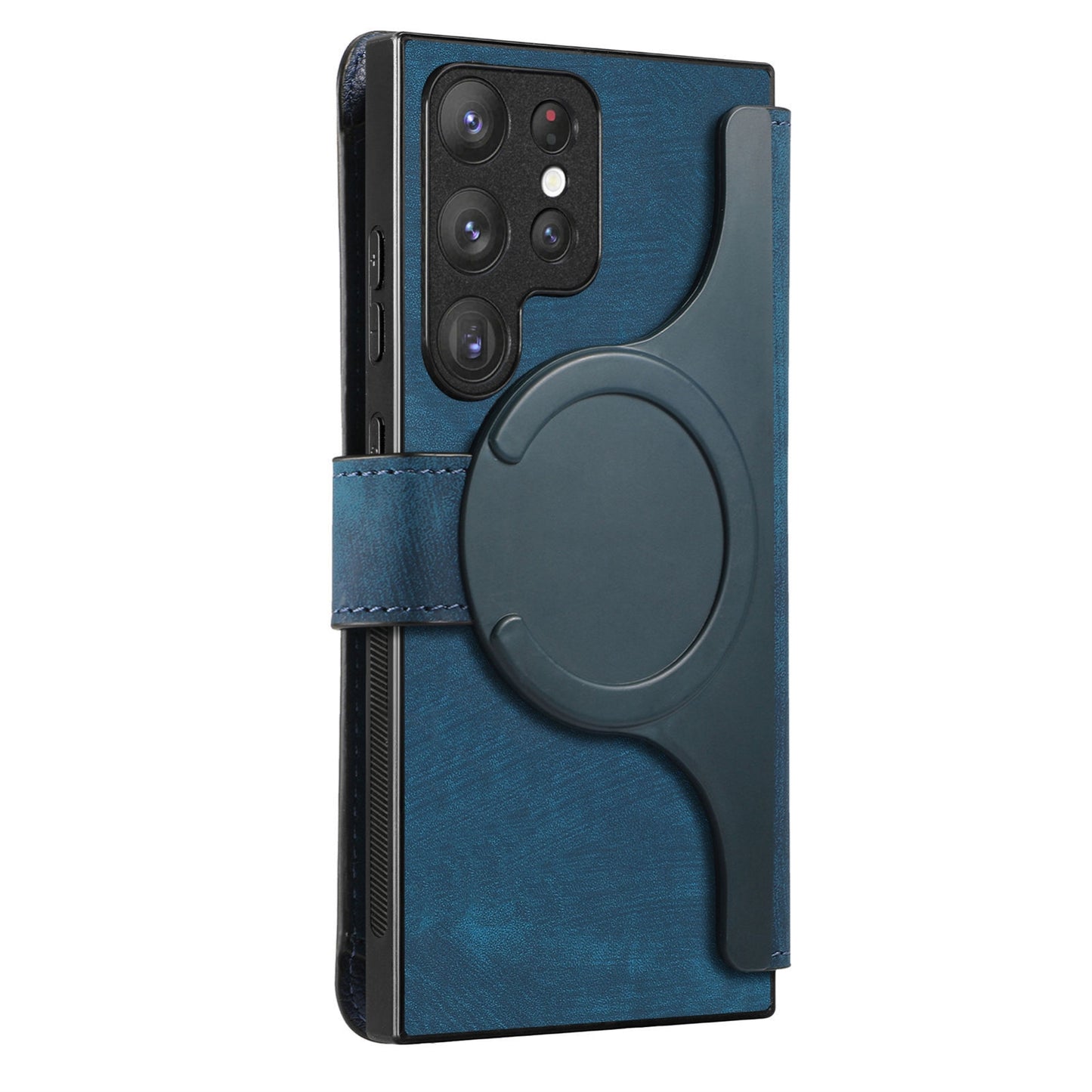 Samsung Galaxy S22 Ultra 5G Retro Leather Phone Case with Enhanced MagSafe Wireless Charging, RFID Anti-theft Protection, Kickstand & Magnetic Lock Wallet Cover