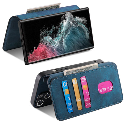 Samsung Galaxy S22 Ultra 5G Retro Leather Phone Case with Enhanced MagSafe Wireless Charging, RFID Anti-theft Protection, Kickstand & Magnetic Lock Wallet Cover