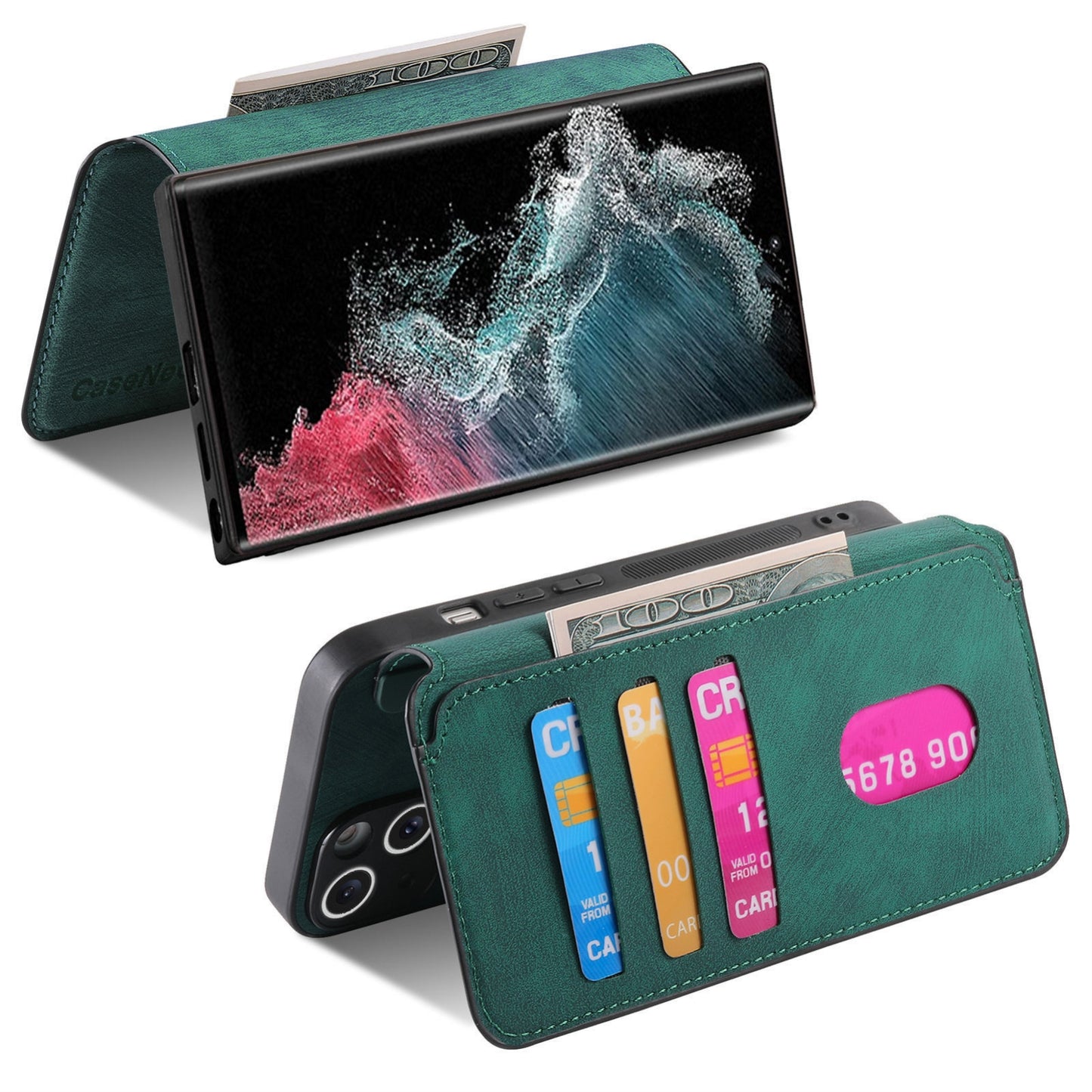 Samsung Galaxy S22 Ultra 5G Retro Leather Phone Case with Enhanced MagSafe Wireless Charging, RFID Anti-theft Protection, Kickstand & Magnetic Lock Wallet Cover