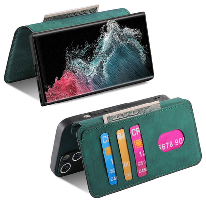 Samsung Galaxy S22 Ultra 5G Retro Leather Phone Case with Enhanced MagSafe Wireless Charging, RFID Anti-theft Protection, Kickstand & Magnetic Lock Wallet Cover