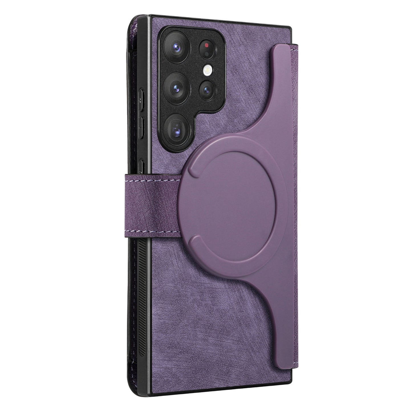 Samsung Galaxy S22 Ultra 5G Retro Leather Phone Case with Enhanced MagSafe Wireless Charging, RFID Anti-theft Protection, Kickstand & Magnetic Lock Wallet Cover