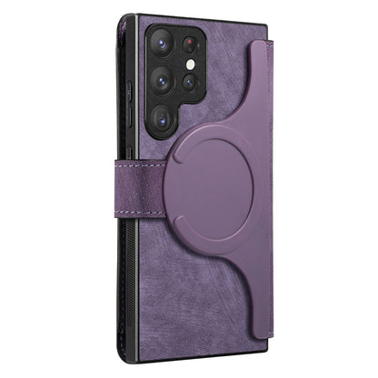 Samsung Galaxy S22 Ultra 5G Retro Leather Phone Case with Enhanced MagSafe Wireless Charging, RFID Anti-theft Protection, Kickstand & Magnetic Lock Wallet Cover