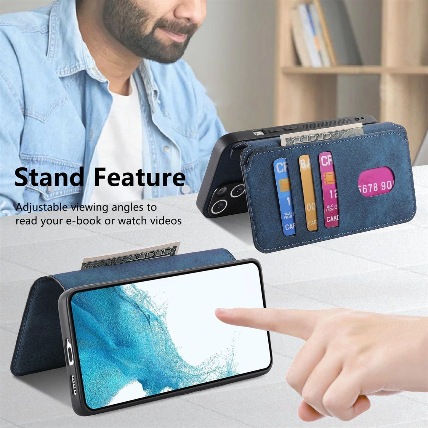 Samsung Galaxy S22+ 5G Retro Leather Phone Case with Enhanced MagSafe Wireless Charging, RFID Anti-theft Protection, Kickstand & Magnetic Lock Wallet Cover