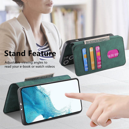 Samsung Galaxy S22+ 5G Retro Leather Phone Case with Enhanced MagSafe Wireless Charging, RFID Anti-theft Protection, Kickstand & Magnetic Lock Wallet Cover