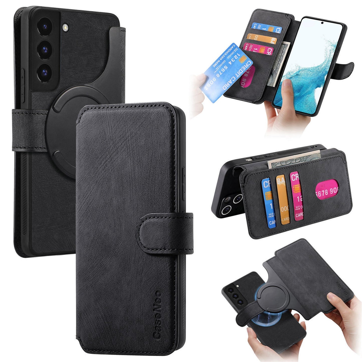 Samsung Galaxy S21 5G Retro Leather Phone Case with Enhanced MagSafe Wireless Charging, RFID Anti-theft Protection, Kickstand & Magnetic Lock Wallet Cover