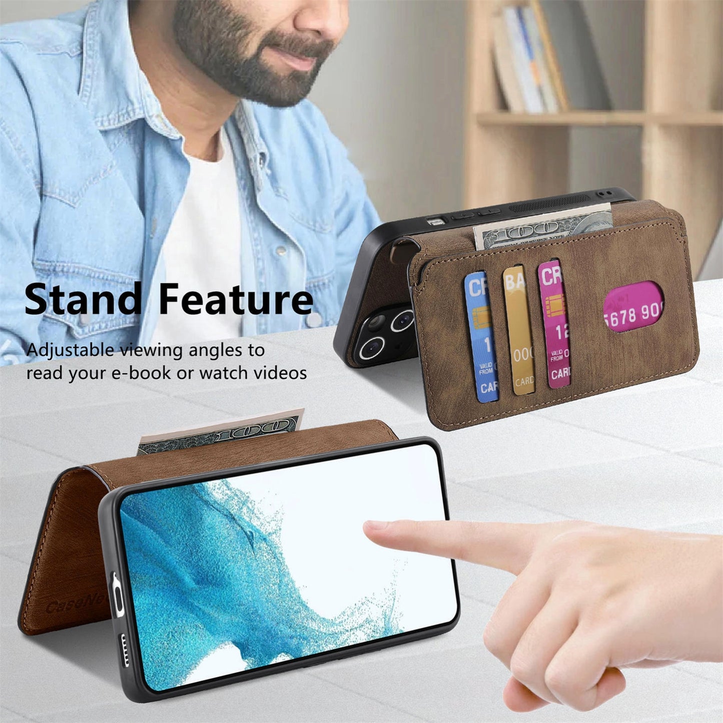 Samsung Galaxy S21 5G Retro Leather Phone Case with Enhanced MagSafe Wireless Charging, RFID Anti-theft Protection, Kickstand & Magnetic Lock Wallet Cover