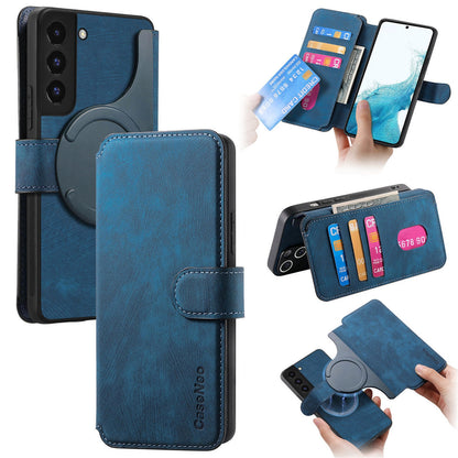 Samsung Galaxy S21 5G Retro Leather Phone Case with Enhanced MagSafe Wireless Charging, RFID Anti-theft Protection, Kickstand & Magnetic Lock Wallet Cover
