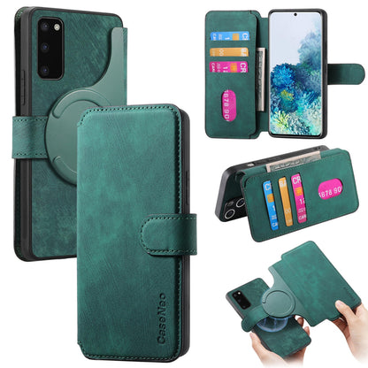 Samsung Galaxy S20+ Retro Leather Phone Case with Enhanced MagSafe Wireless Charging, RFID Anti-theft Protection, Kickstand & Magnetic Lock Wallet Cover