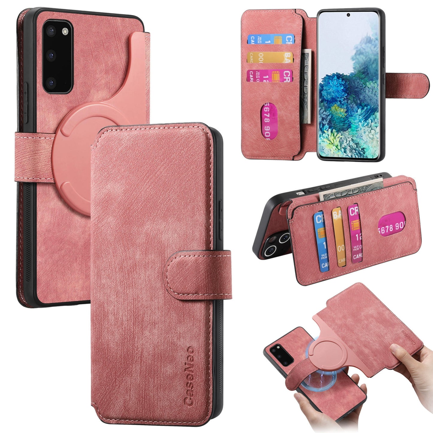 Samsung Galaxy S20+ Retro Leather Phone Case with Enhanced MagSafe Wireless Charging, RFID Anti-theft Protection, Kickstand & Magnetic Lock Wallet Cover