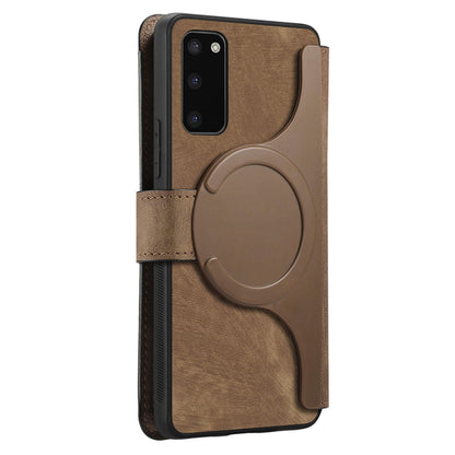 Samsung Galaxy S20 Retro Leather Phone Case with Enhanced MagSafe Wireless Charging, RFID Anti-theft Protection, Kickstand & Magnetic Lock Wallet Cover